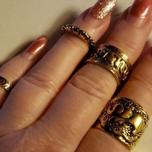 4 Gold-plated Woman's Rings - Picture 1 of 6